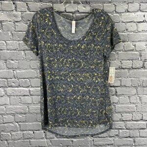 LuLaRoe Classic T Yellow Gray Top Shirt XS